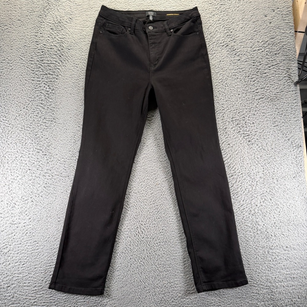 Jones Lexington Jeans Womens 12 Black Cotton Denim Straight Leg Workwear Stretch
